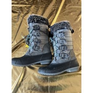 KHOMBU NEW Women’s Winter Snow Boots-Black/Grey Waterproof Size 8 Memory Foam